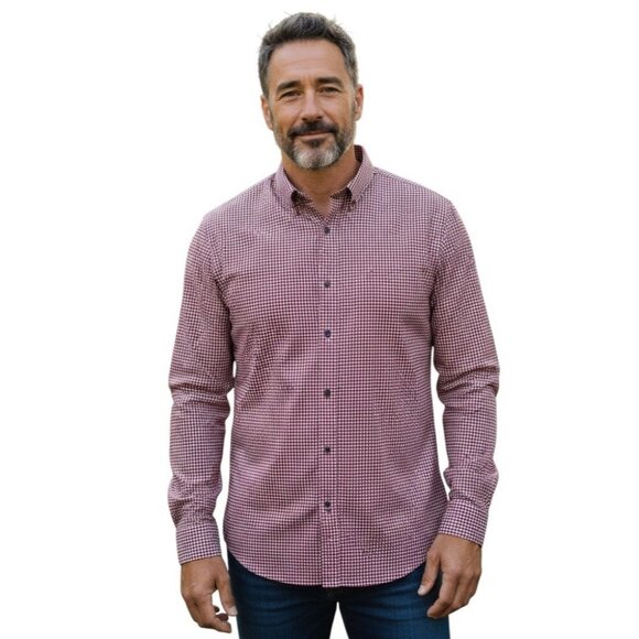 (G-204) Express extra slim mens dresed shirt size L 16-16 wine color long sleeve - Picture 1 of 5